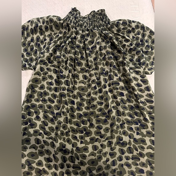 Rungolee silk olive green navy leopard print shirt, green red Gucci like stripe - Picture 5 of 5